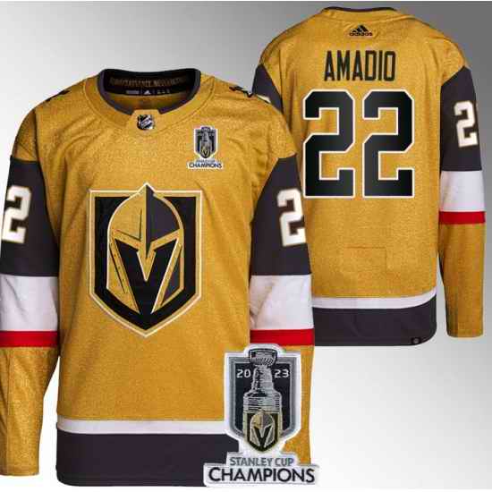Men Women Youth Vegas Golden Knights #22 Michael Amadio Gold 2023 Stanley Cup Champions Stitched Jersey